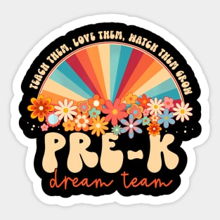 Prek Dream Team Retro Groovy Rainbow Back To School Teacher Sticker